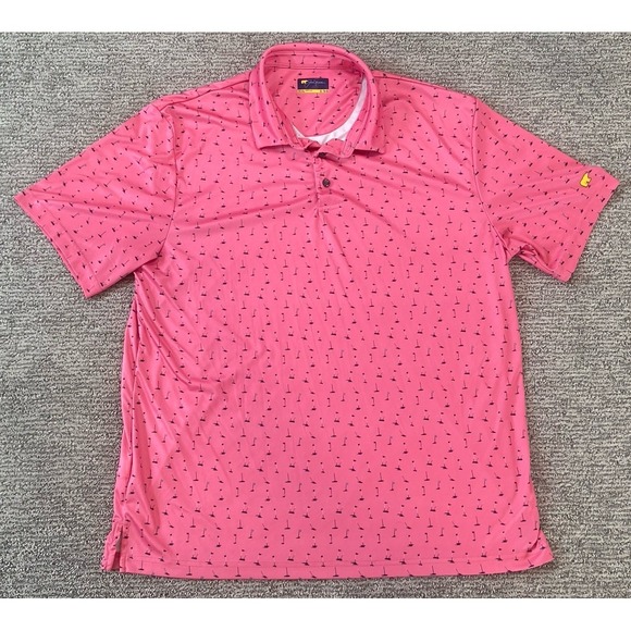 Jack Nicklaus Other - Jack Nicklaus Polo Shirt Mens XL Pink Golf‎ Flags AOP Stretch Athleisure